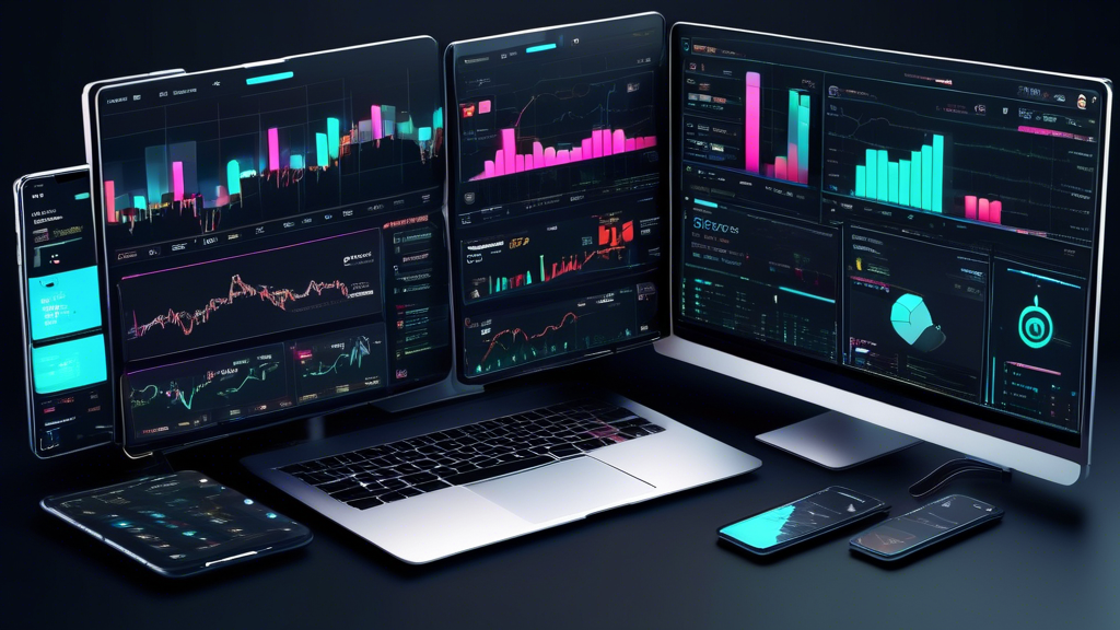 Create an image depicting the advanced trading features and tools available on BitMart Exchange. Show a dynamic, modern trading interface with various charts, trading pairs, and order types like market, limit, and stop orders. Include elements like staking, margin trading, and lending options highlighted, with users actively engaging with these features on their computer screens. Emphasize a vibrant, tech-savvy environment reflecting the essence of cryptocurrency trading.