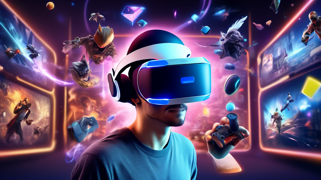 Create an image showcasing the excitement of the PSVR headset