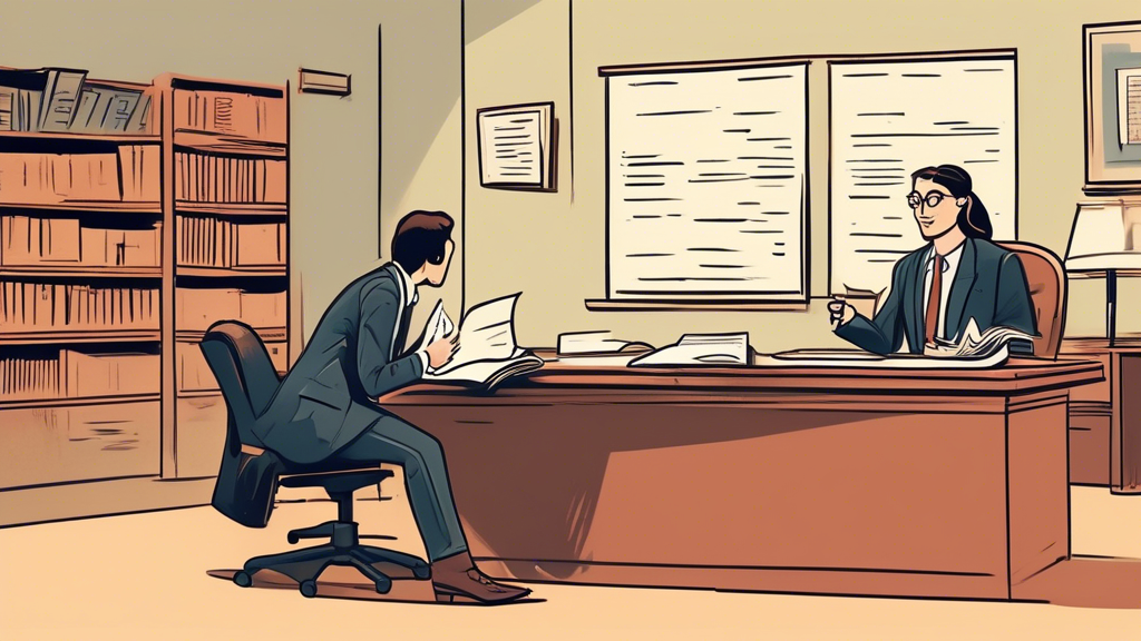 Prompt for DALL-E:

Create an illustration of a person sitting in a lawyer