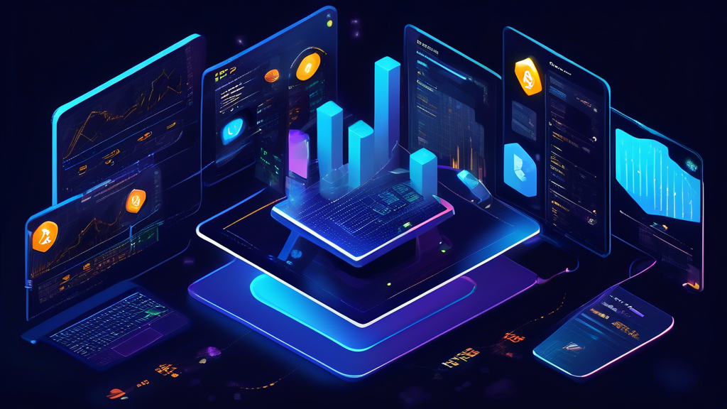 Create an image showcasing the essential criteria for selecting the best automated crypto trading platform. Highlight a sleek user interface on a computer screen with charts and trading graphs, advanced algorithms working in the background, security shields indicating data protection, and positive user reviews in a modern digital environment. Emphasize a cutting-edge technology feel and a user-friendly experience within the crypto trading space. Incorporate elements that reflect 