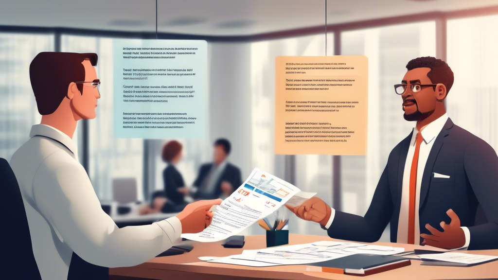 **Prompt for DALL-E:**

An animated image of a financial consultation between a client and a prominent injury lawyer in a modern office setting. The lawyer is explaining a contingency fee agreement, with a large, detailed infographic in the background highlighting various payment structures, such as contingency fees, hourly fees, and flat rates. The client appears reassured and is holding a notebook with notes on expected case costs, additional expenses, and hidden charges. The background shows shelves filled with law books and accolades, emphasizing the lawyer