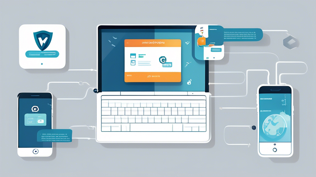 Create a detailed, user-friendly, and visually engaging step-by-step guide illustration showing the process of setting up VPN Express on multiple devices (like a smartphone, laptop, and tablet), including elements such as downloading the app, installing it, and customizing privacy settings. The image should feature clear, intuitive icons and instructions, and a clean, modern design that emphasizes ease of use for beginners to maximize their privacy protection.