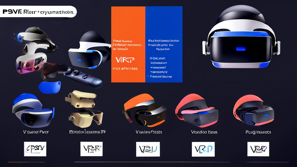 Create a detailed and vibrant illustration showing a side-by-side comparison of PSVR and other leading VR headset brands. The image should highlight the prices, features, and value propositions of each VR headset. Use clear labels and visual markers to differentiate the pros and cons of choosing PSVR over other VR options based on cost. The overall theme should focus on cost comparison and value for money in the context of VR headsets.