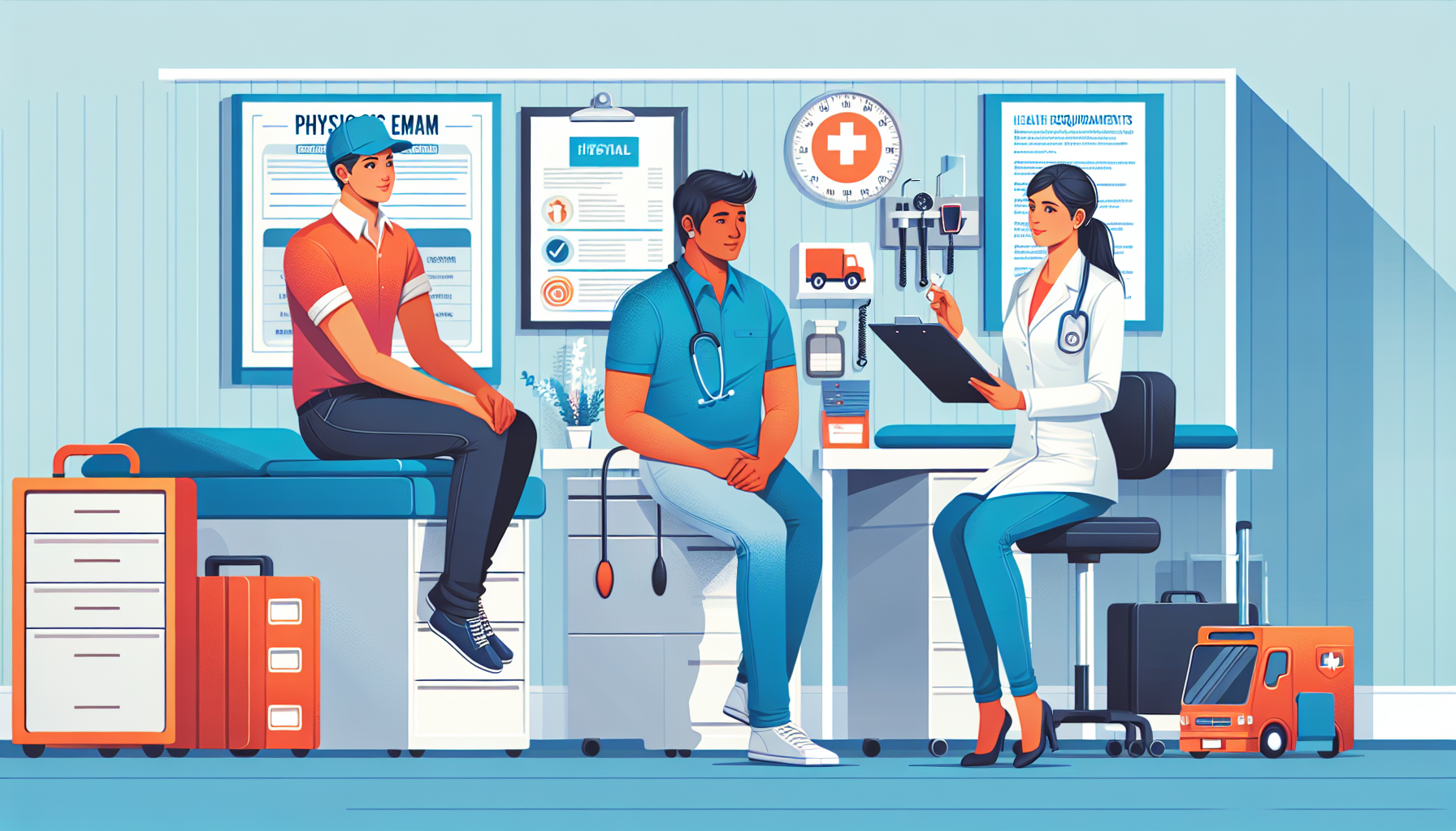 An illustration of a truck driver in a doctor