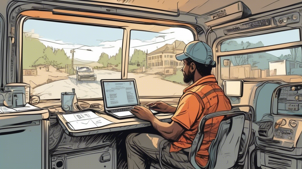 **Prompt for DALL-E:**Draw a friendly and professional scene where a commercial truck driver is searching for a DOT physical exam location on a laptop. Include visible popular website logos (e.g., Google, Yelp, healthcare directories) on the screen. The background should show a workplace or home setting, making the driver feel comfortable. There can also be a small insert displaying their phone with messages asking for recommendations from their healthcare provider and employers. Add in some icons representing community boards and social media platforms for variety. The overall image should feel helpful and supportive, guiding the driver to find the nearest certified medical examiner efficiently.
