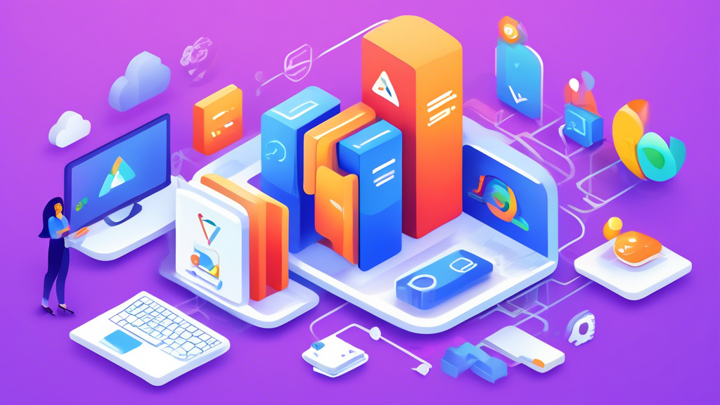 Create an image illustrating the benefits of Google VPS for powerful web hosting. Show a dynamic and modern web hosting setup with vibrant graphics. Emphasize key features like scalability, security, reliability, performance, and speed with appropriate icons or symbols. The background should highlight a professional and tech-savvy atmosphere, perhaps incorporating futuristic elements representing cutting-edge technology.