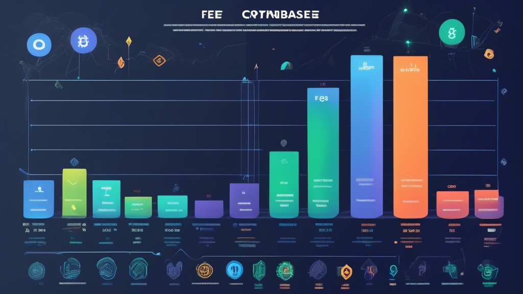 An infographic-style digital art showing a side-by-side comparison of fee structures and costs among various cryptocurrency trading platforms as Coinbase alternatives. Each platform is represented with icons and bar charts that highlight different fee components such as trading fees, withdrawal fees, and any hidden charges. A special emphasis on the 