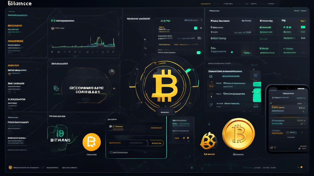 Create an image that features a split-screen layout showcasing five different cryptocurrency trading platforms as alternatives to Coinbase. Each section should represent a trading app with its logo, a screenshot of its interface, and a few highlighted features. Include Binance, Kraken, Gemini, eToro, and Bitstamp, and emphasize their pros and cons through concise text snippets. The overall aesthetic should be modern and tech-savvy, reflecting the dynamic world of cryptocurrency trading.