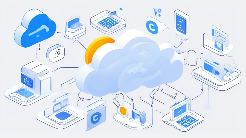 Create an image depicting a step-by-step guide to getting started with gcloud. Include visual elements showing the installation process on different operating systems, configuration of the gcloud SDK, and authentication with Google Cloud. The image should also highlight a few commonly used gcloud commands. Use a clean, modern design with icons and text labels for clarity.
