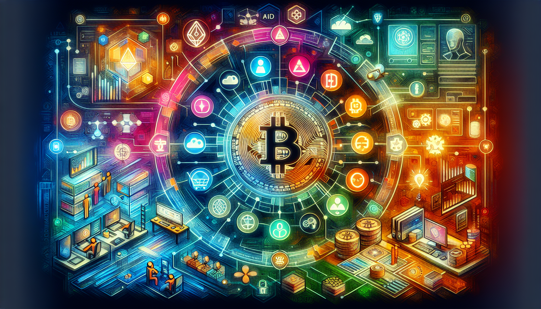 **Prompt for DALL-E:**

Create an image depicting the future of cryptocurrency innovations on Binance. The image should highlight the Binance Smart Chain as a central element, illustrating its integration within the Binance ecosystem. Include futuristic elements like holographic interfaces, advanced blockchain technology, and data visualizations. The background should convey a sense of cutting-edge technology and digital progress, with vibrant colors representing growth and innovation. Incorporate symbols of user support and education, such as help icons and educational content, to illustrate Binance