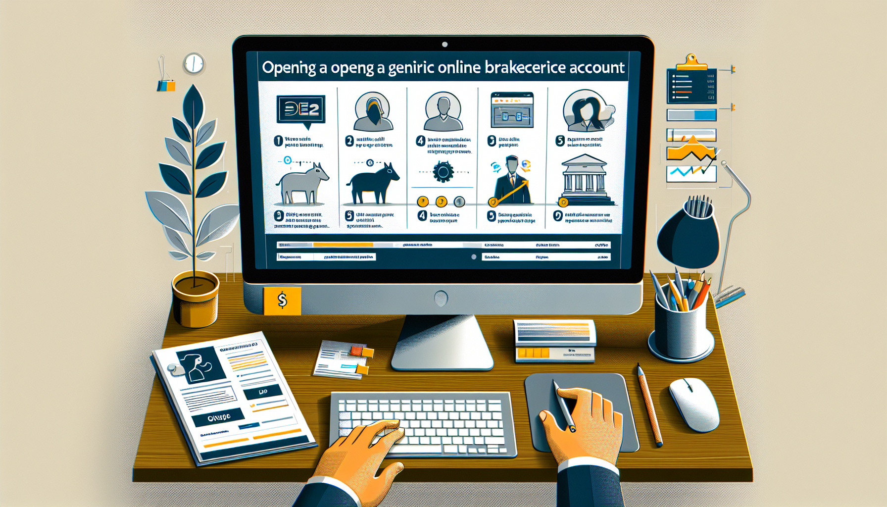 Prompt for DALL-E:

Create an image showcasing a step-by-step guide on a computer screen for opening a margin account with Fidelity. Include visual elements such as a checklist, application form, and progress bar to highlight the steps involved. The background should depict a professional setting with subtle Fidelity branding, ensuring the image conveys clarity and ease of process.