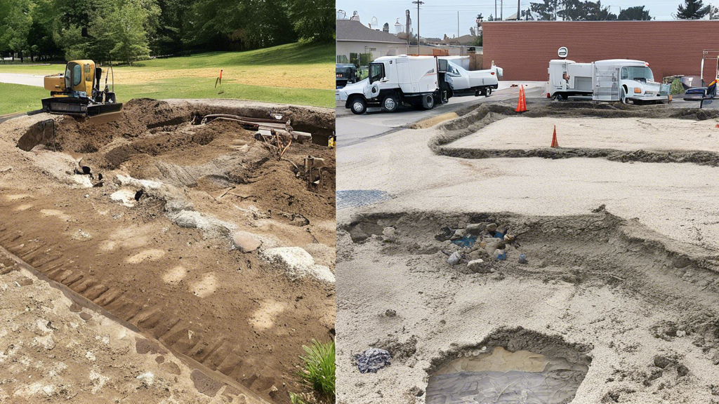 DALL-E prompt for an image related to outline point #2:

Split-screen comparison image: On the left side, a messy excavated yard with traditional sewer repair in progress, heavy machinery, and disrupted landscape. On the right side, a pristine yard with a small no-dig sewer repair truck parked nearby, showcasing minimal surface disruption. Both sides labeled for clear contrast between methods.