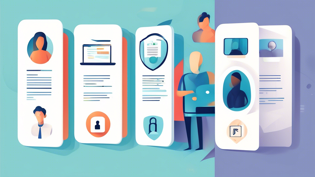 Create an image that visually guides users on how to choose the right online privacy company. The illustration should feature a split-screen design:

Left side: 
1. A checklist titled Assess Your Privacy Requirements, showing items like Sensitive Data Protection, Anonymity Needs, and Multi-device Support.
2. Icons or small images representing these privacy needs (e.g., a lock for data protection, a mask for anonymity).

Right side: 
1. A comparison chart titled Pricing and Plans, with different columns for various companies and rows for pricing, features, and user ratings.
2. Illustrations of trial badges like Free Trial and Money-Back Guarantee.
3. A friendly customer support agent icon, emphasizing the importance of excellent customer service.

The entire scene should be clean, modern, and digitally-focused, reflecting the high-stakes world of online privacy in 2023.