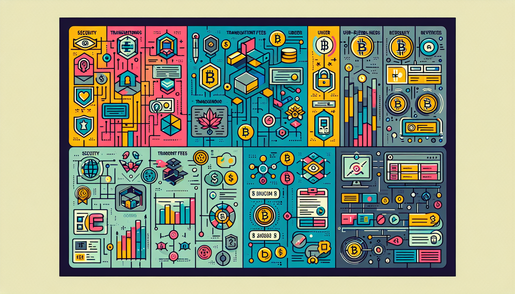 Create an image that shows a side-by-side comparison of the top crypto exchanges for 2023, featuring platforms like Binance, Coinbase, and Kraken. Each exchange should have a visually distinct section highlighting key characteristics such as security, transaction fees, and user-friendliness. Include user ratings and expert reviews to add more depth to the comparison.