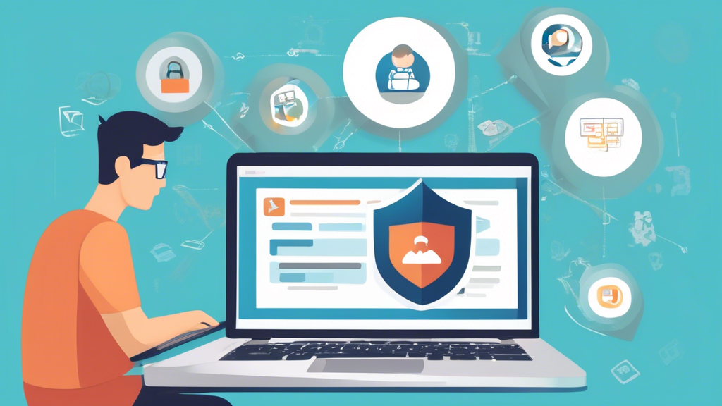 Create an image that shows a person using a laptop with a website being unblocked, surrounded by a series of easy-to-follow steps in the background. The steps include choosing a free proxy service, configuring the browser settings, and troubleshooting tips, all depicted with simple, clear icons and arrows to illustrate the process smoothly. The overall theme should feel educational and empowering, aimed at guiding individuals through unblocking websites using proxies.