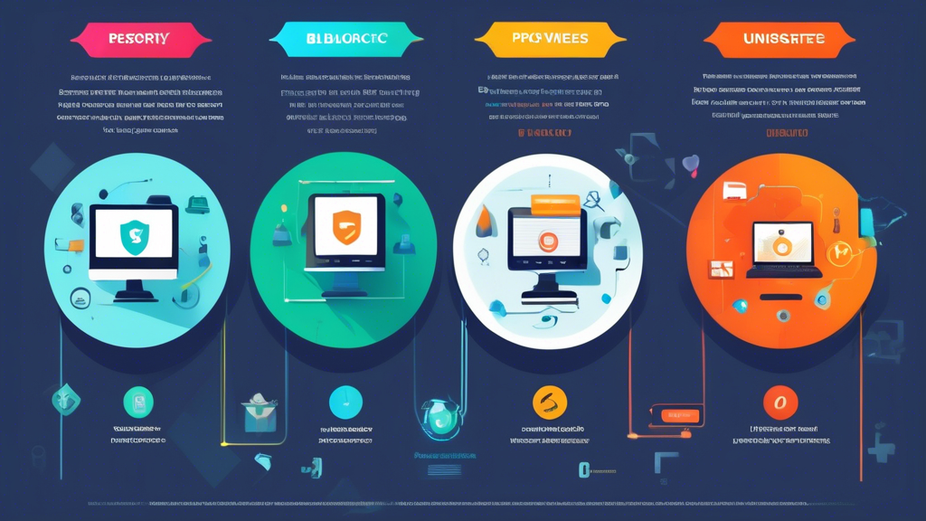 A detailed infographic showcasing the best free proxy providers to unblock websites safely and efficiently. The image should feature a list of recommended proxy services with their logos, a comparison chart highlighting their key features (such as speed, security, and reliability), and visual elements representing online security, like locks and shields. The background should be a blend of vibrant colors to make the infographic engaging and easy to understand.