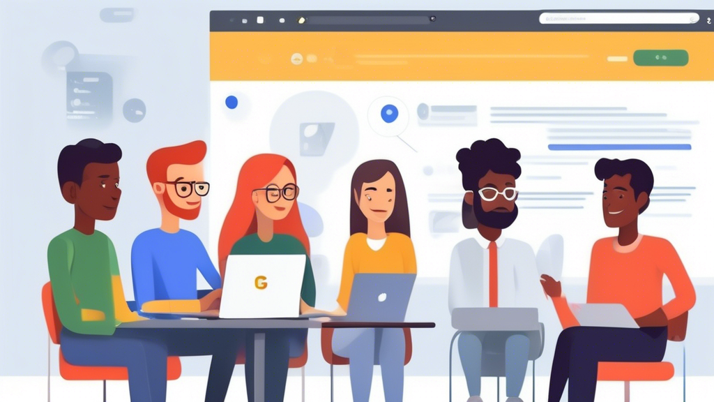 /Imagine prompt: Create an image that showcases a team of diverse professionals collaborating seamlessly on a project using GoogleDrive. Illustrate the team using laptops and tablets, with a central big screen displaying a GoogleDrive interface. Show the file-sharing and joint editing functionalities actively being used on the screen, and feature speech bubbles or icons indicating real-time feedback and approvals. Incorporate a sense of efficiency and productivity in a modern office environment, emphasizing the keywords: GoogleDrive, collaboration, file sharing.