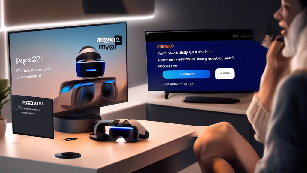 A DALL-E prompt for an image that relates to outline point #2 (Availability and Purchasing Options on Amazon) could be:

Create an image showing a person shopping online for PSVR2 on Amazon. The screen displays the PSVR2 product page with detailed listings, pricing, and shipping options. Include elements like Amazon