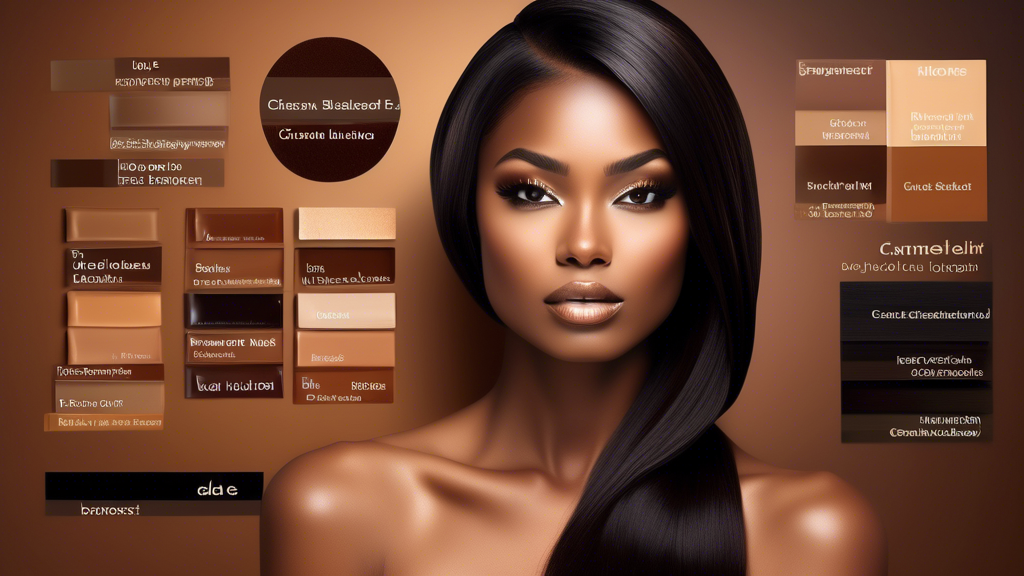 **DALL-E Prompt:**

A detailed and vibrant image featuring a woman with sleek black hair enhanced by various shades of brown foils. Show the process of choosing the right shade, with swatches of different brown tones like caramel, chestnut, mocha, and honey displayed on a table or board. The backdrop should include a modern salon setup, with a professional hairstylist consulting with the woman, using tools like hair color catalogs and samples. The woman should be examining her skin undertone against the brown swatches to signify the process of selecting the ideal shade of brown for her black hair. The setting should be bright and stylish, reflecting a high-end salon atmosphere.