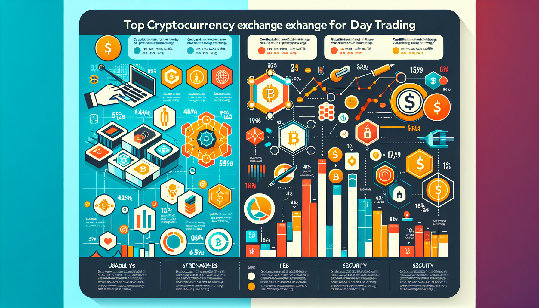 Prompt for DALL-E: 

Create a detailed infographic illustrating a comparative analysis of top crypto exchanges for day trading. Highlight key features, strengths, and weaknesses of Coinbase Pro, Binance, and Kraken, with text boxes and icons to represent aspects like usability, fees, security, and trading tools. Use a modern, professional design with a clear layout that facilitates easy comparison.