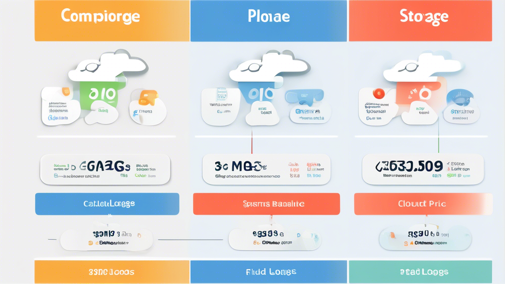 Create an image that shows a comparison of different cloud storage pricing models. Include a balance scale with labels Pay-as-you-go on one side and Fixed price on the other. Beside each side, illustrate subscription-based and usage-based options using icons such as a calendar for subscriptions and a metered gauge for usage. Additionally, place logos of popular cloud storage providers like Google Drive, Dropbox, and AWS S3 around the balance scale to represent their pricing approaches. The background should subtly indicate a digital and cloud theme with icons like clouds and data symbols.