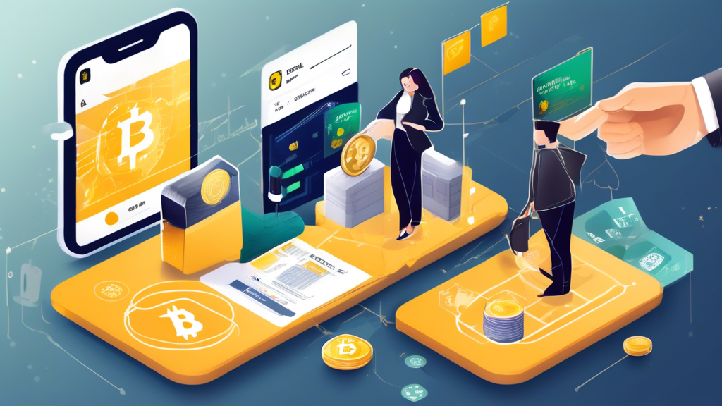 Create an image illustrating the key steps to start investing in cryptocurrencies using Binance. The scene should depict a series of interconnected panels, each representing a crucial step: signing up and verifying an account (ID verification pop-up), depositing funds (showing options like bank transfer, credit card, and crypto-wallet), and trading cryptocurrencies (a user-friendly trading interface with graphs and buy/sell options). Ensure each panel has a clear, distinct visual style with vibrant colors to highlight ease of use and accessibility. Include the Binance logo subtly on each panel to maintain brand identity.