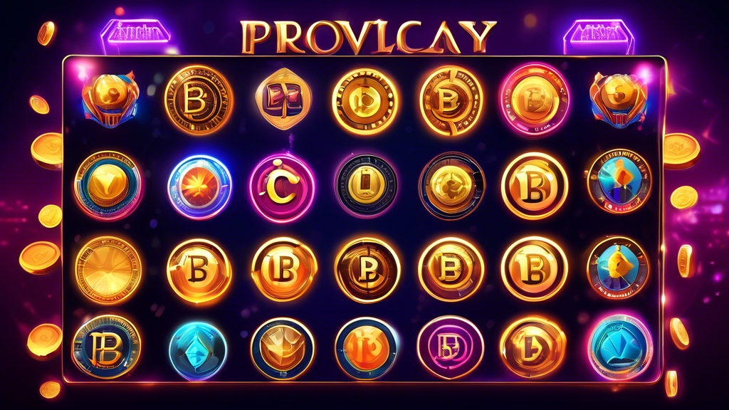 Create an image that showcases the unique and exciting features of new crypto casinos. Include visual elements like Provably Fair games displayed on digital slot machines or roulette wheels, alongside exclusive bonuses symbolized by sparkling coins and tokens. Depict popular cryptocurrencies such as Bitcoin, Ethereum, and Litecoin as vibrant, 3D icons interacting with the gaming environment. Highlight the streamlined user experience with graphics indicating fast transactions and lower fees, featuring a digital wallet and quick transfer icons. Incorporate a modern, sleek design to emphasize the futuristic appeal of new crypto casinos.