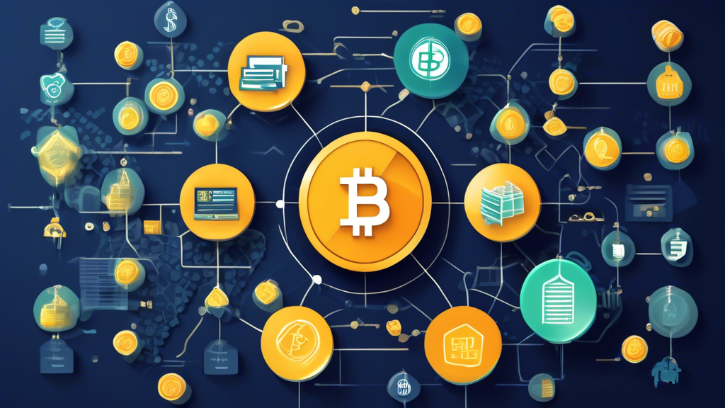 A visual representation of the key benefits of integrating cryptocurrency into traditional finance. The image should depict modern financial icons such as banks, global markets, and transaction processes intertwined with elements of cryptocurrency. Illustrate increased security and transparency through a blockchain network overlay, lower transaction costs with instant digital transfer animations, and the global reach with diverse characters accessing financial services from different parts of the world.