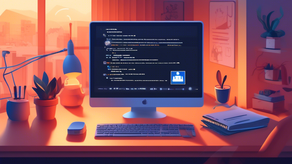 Create a DALL-E prompt for an image based on the third point in the outline:

Illustrate a user-facing an error message on their computer screen while trying to access a proxy server, with icons and graphics highlighting common issues like connection errors, authentication problems, and security warnings. The setting should show a modern workspace with a laptop, router, and a cozy atmosphere, emphasizing the troubleshooting aspect of accessing proxy servers.