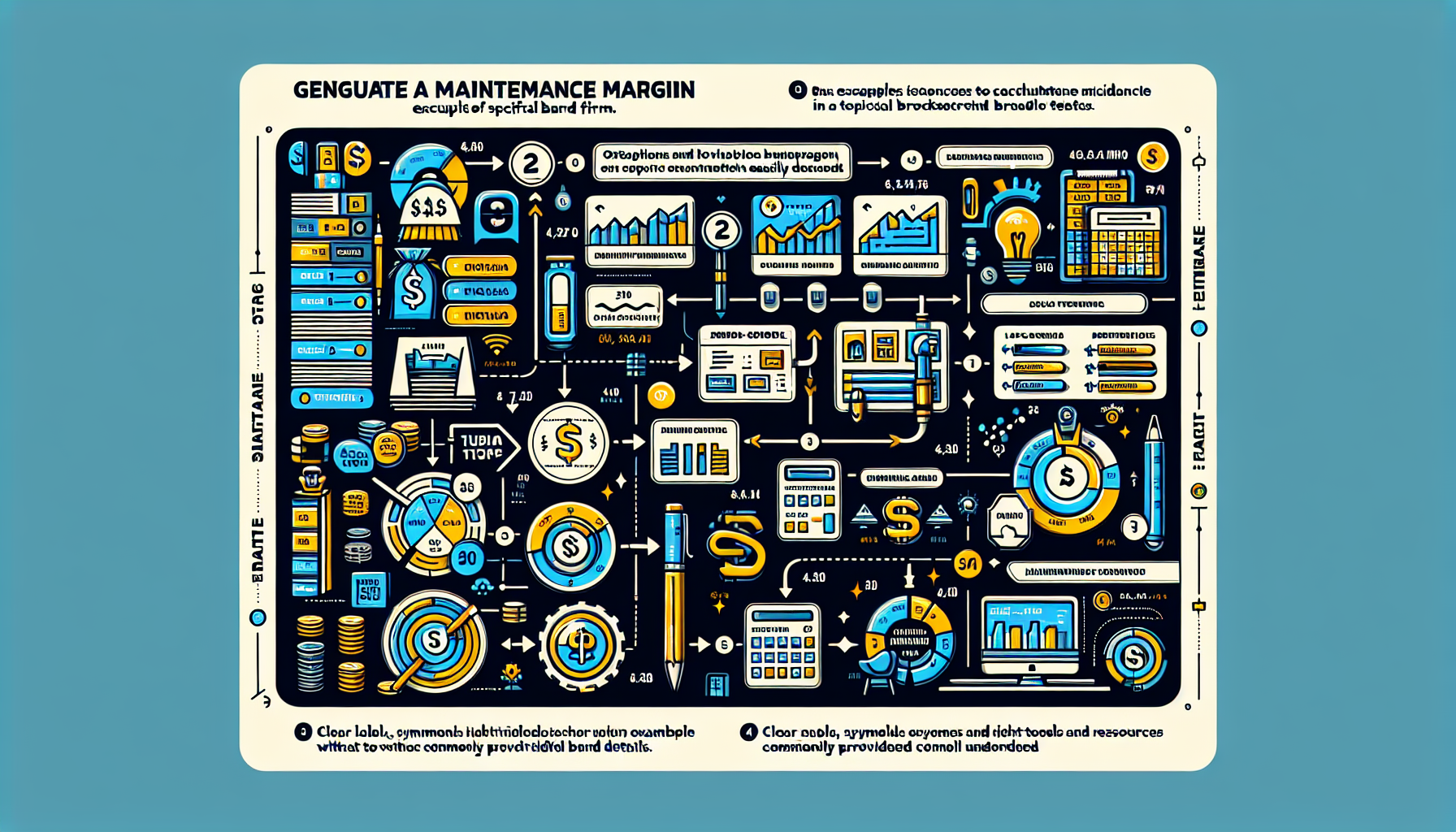 Create a detailed infographic showing the step-by-step process of calculating Interactive Brokers maintenance margin, featuring examples and highlighting tools and resources provided by Interactive Brokers. The design should incorporate clear labels and visual aids to make the information easily digestible.