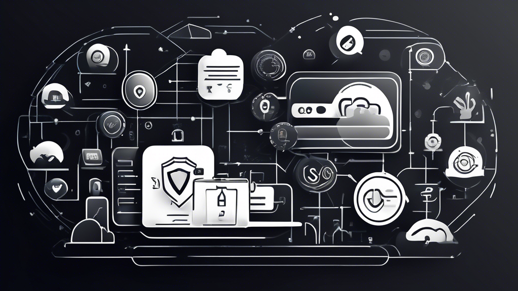 Create an image featuring a modern digital dashboard displaying the best VPN deals of 2023, showcasing various VPN service providers with highlighted discounts and special offers. The background should feature secure, interconnected digital networks, symbolizing privacy and security. Include logos of top VPN providers and icons representing special features and benefits.