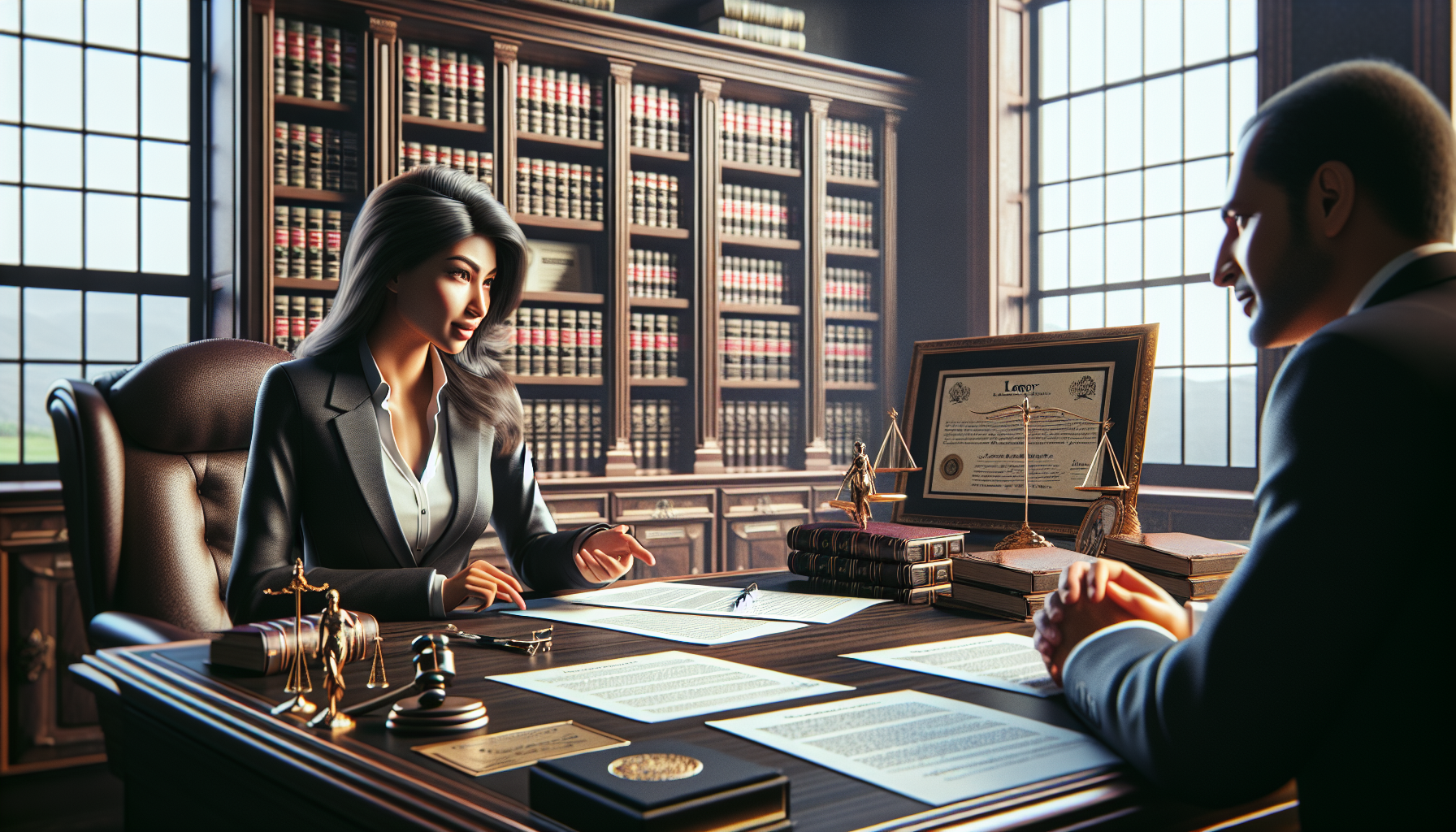 Digital artwork depicting a professional and detailed attorney