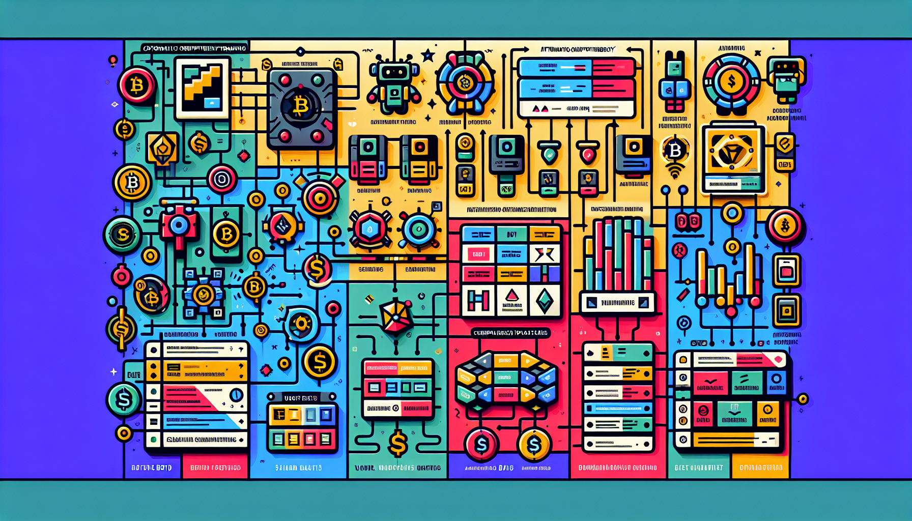 Create an image that features a comparison chart of popular automated crypto trading platforms and bots. Include key features, user ratings, and a brief overview of each option. Ensure the image has a clean and modern design with a clear, informative layout. Use icons and visual elements to highlight important aspects of each platform, making it easy for users to compare and decide.