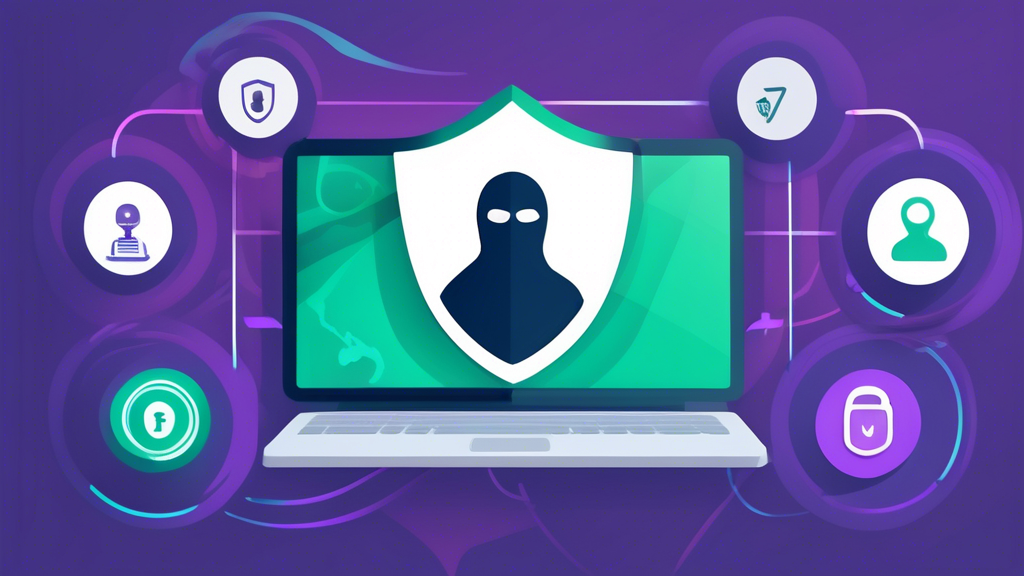 Create an image depicting the significant benefits of using PureVPN. The central visual should showcase three main aspects: security, privacy, and accessibility. On the left side, illustrate strong encryption protections and a Kill Switch icon, symbolizing security features. In the center, depict a masked figure or an anonymous browsing symbol to represent privacy and online anonymity. On the right side, show fast-speed internet symbols, along with a globe highlighting different countries, to emphasize geo-restriction bypassing and fast surfing. Include a subtle PureVPN logo in the background to tie everything together.