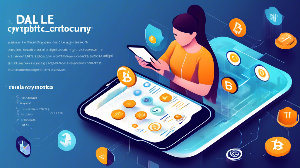 Prompt for DALL-E: Create an image illustrating the process of choosing the right cryptocurrency app. Include elements such as a person contemplating over various app icons on a smartphone, investment goals charts, a magnifying glass symbolizing trial and testing, and icons representing long-term considerations like customer support and app updates. The background should convey a tech-savvy and futuristic atmosphere.