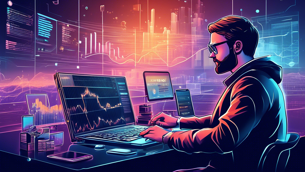 Create an image that illustrates the future trends and market perspectives of US cryptocurrency exchanges. The scene should highlight futuristic elements, such as advanced exchange platforms, cutting-edge technologies like blockchain and AI, and a diverse array of digital currencies being traded. Include visual indicators of growth and innovation, such as graphs showing upward trends, users engaging seamlessly with new technologies, and a dynamic, vibrant market atmosphere. The backdrop should reflect a high-tech, modern financial hub in the United States, symbolizing optimism and potential in the crypto exchange landscape.