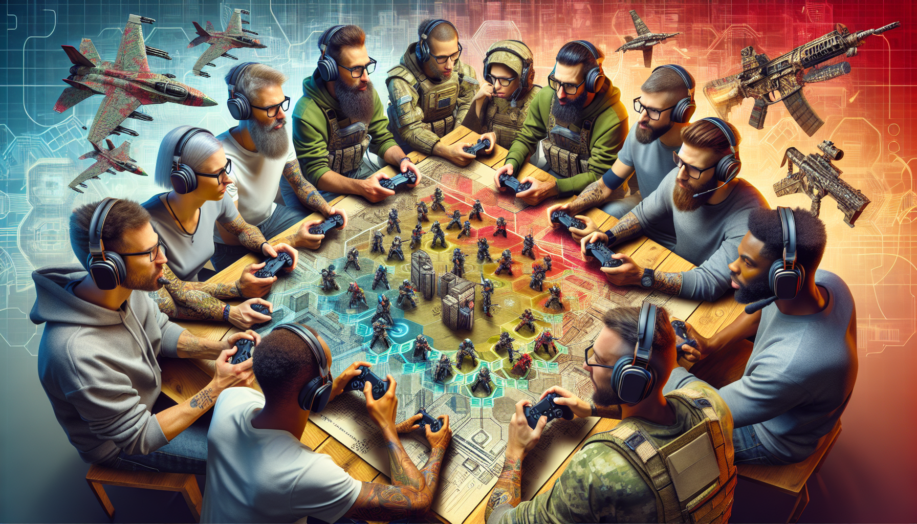 Create an image of a group of players intensely focused on a multiplayer match in Call of Duty on PS4. They