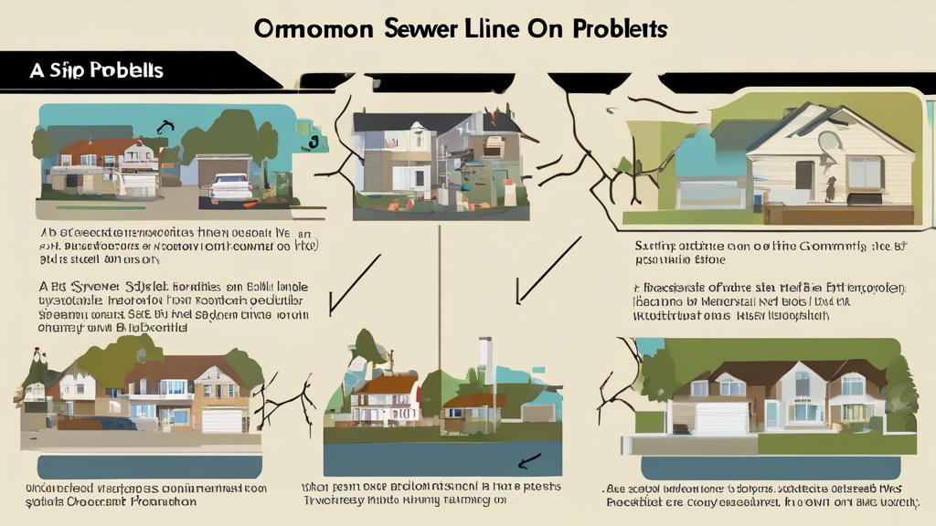 DALL-E prompt for an image related to outline point #3:

A split-screen infographic showing common signs of sewer line problems on one side, and trenchless repair equipment in action on the other side, with a residential property in the background.