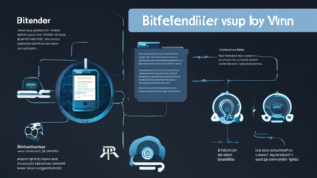 Prompt: Create a detailed, step-by-step infographic depicting how to set up Bitdefender VPN. The infographic should include sections for prerequisites and download options, installation and configuration for various devices (PC, smartphone, tablet), and tips for optimal usage and troubleshooting. Use clear, easily understandable icons and diagrams to visually guide the user through each step.