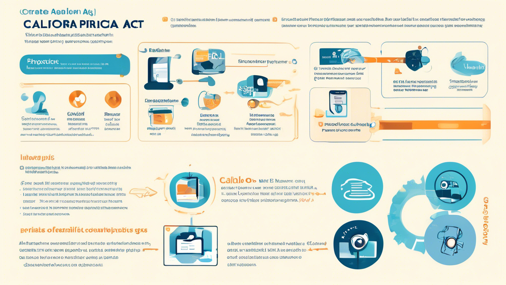 Prompt for DALL-E: Create an infographic that visually explains the key requirements and compliance steps for CalOPPA (California Online Privacy Protection Act). Include elements such as checklists, icons representing privacy policies, user data protection symbols, step-by-step instructions, and warning signs for common pitfalls. The infographic should be clear, user-friendly, and professional, utilizing a color palette that conveys trust and security.