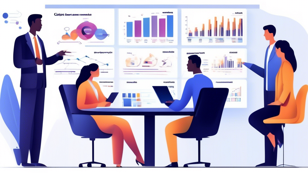 Create an image that illustrates the benefits and implications of CalOPPA for both businesses and users:

An office scene with a group of diverse business professionals discussing in a conference room, featuring a large screen displaying a diagram of 