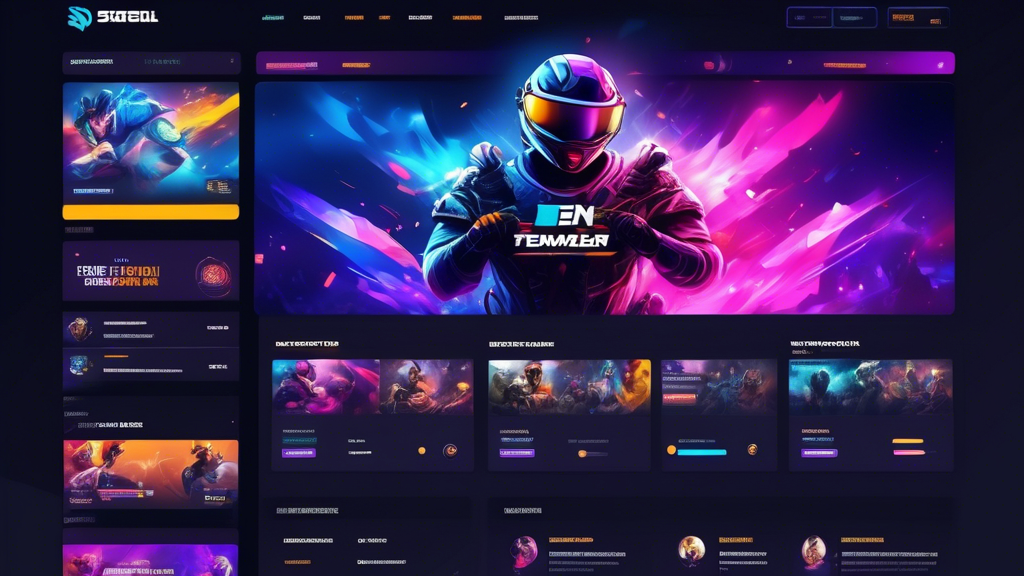 Create an image showcasing a vibrant esports website interface with diverse, engaging content and interactive features. Highlight elements such as a news section with headlines, embedded videos of live streams, an active forum, and a dynamic tournament bracket. Include visuals of social media integrations, chat windows, and community involvement indicators like user comments and live updates. The overall design should be sleek, modern, and visually appealing, reflecting the energetic and competitive nature of esports.