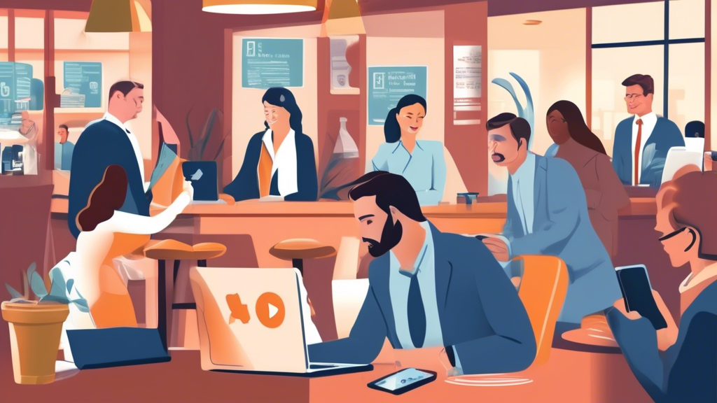DALL-E prompt: A detailed illustration depicting various research methods for finding the best injury attorney near you. The image should include people using online legal directories on their laptops and smartphones (highlighting platforms like Avvo, Martindale-Hubbell, and Super Lawyers), a meeting scene at a local bar association office for verified recommendations, and another scene showing friends and family members discussing and providing referrals. The background should blend a modern cityscape with visible law office buildings and community centers to emphasize the neighborhood aspect.