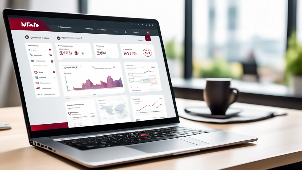 Create an image of a sleek laptop screen displaying the McAfee Online Privacy Solutions dashboard. The interface should highlight a comprehensive range of privacy tools such as VPN connectivity, tracker updates, and advanced encryption settings. The screen should look user-friendly and intuitive with icons and easy navigation options. In the background, there is a professional yet cozy workspace with elements suggesting security and modern technology, like a lock icon and shield graphics subtly incorporated into the setting. 

Keyword: mcafee online privacy.