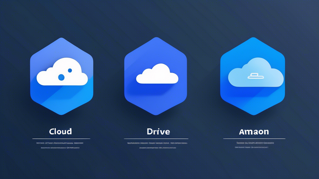 Create an image of a modern, minimalist comparison chart showcasing the leading cloud storage services of 2023: Google Drive, Dropbox, Microsoft OneDrive, and Amazon S3. Each service is represented with its logo, and the chart highlights key criteria for selection such as security, user-friendliness, and pricing. The backdrop includes subtle cloud graphics to emphasize the cloud storage theme.