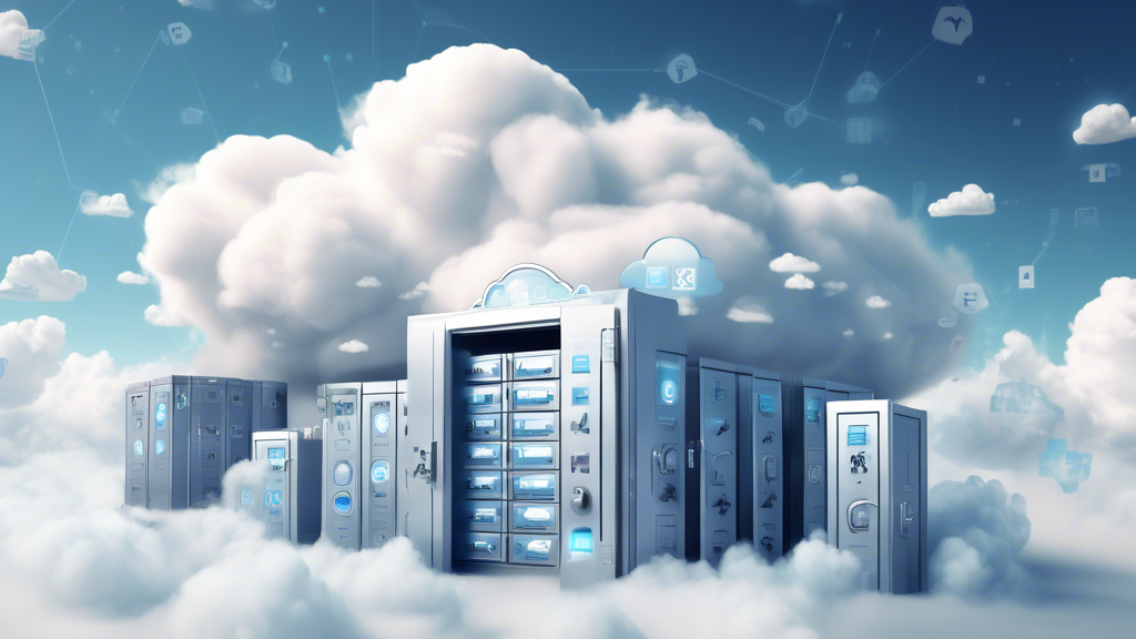 Prompt for DALL-E:

Create an image showcasing the security features of cloud storage services. The scene should depict a digital vault in the sky, symbolizing cloud storage, with strong encryption symbols like padlocks and shields around it. Include subtle graphical elements like cloud icons and security padlocks floating in the sky. The backdrop should have a futuristic feel, emphasizing advanced technology and data protection. Highlight the importance of data security, with an emphasis on encryption and safety in a visually engaging manner.