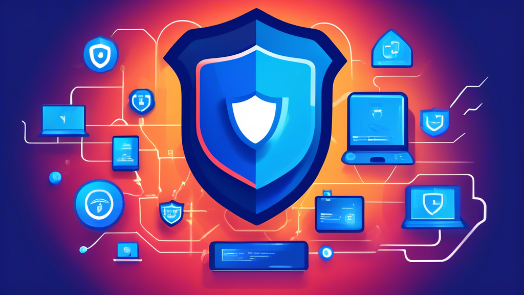 Create an image that showcases the key benefits of using Hotspot Shield VPN. Illustrate enhanced online security and privacy with a shield icon, fast speeds with sleek, fast-moving internet symbols, and unrestricted access with a depiction of diverse global content being unlocked. Use vibrant colors to emphasize protection, speed, and open access.