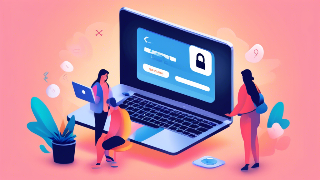 An image showcasing a user resetting their password on Vimeo through their laptop, with clear and easy-to-follow password reset instructions displayed on the screen. Nearby, an icon for checking account permissions is visible, and there