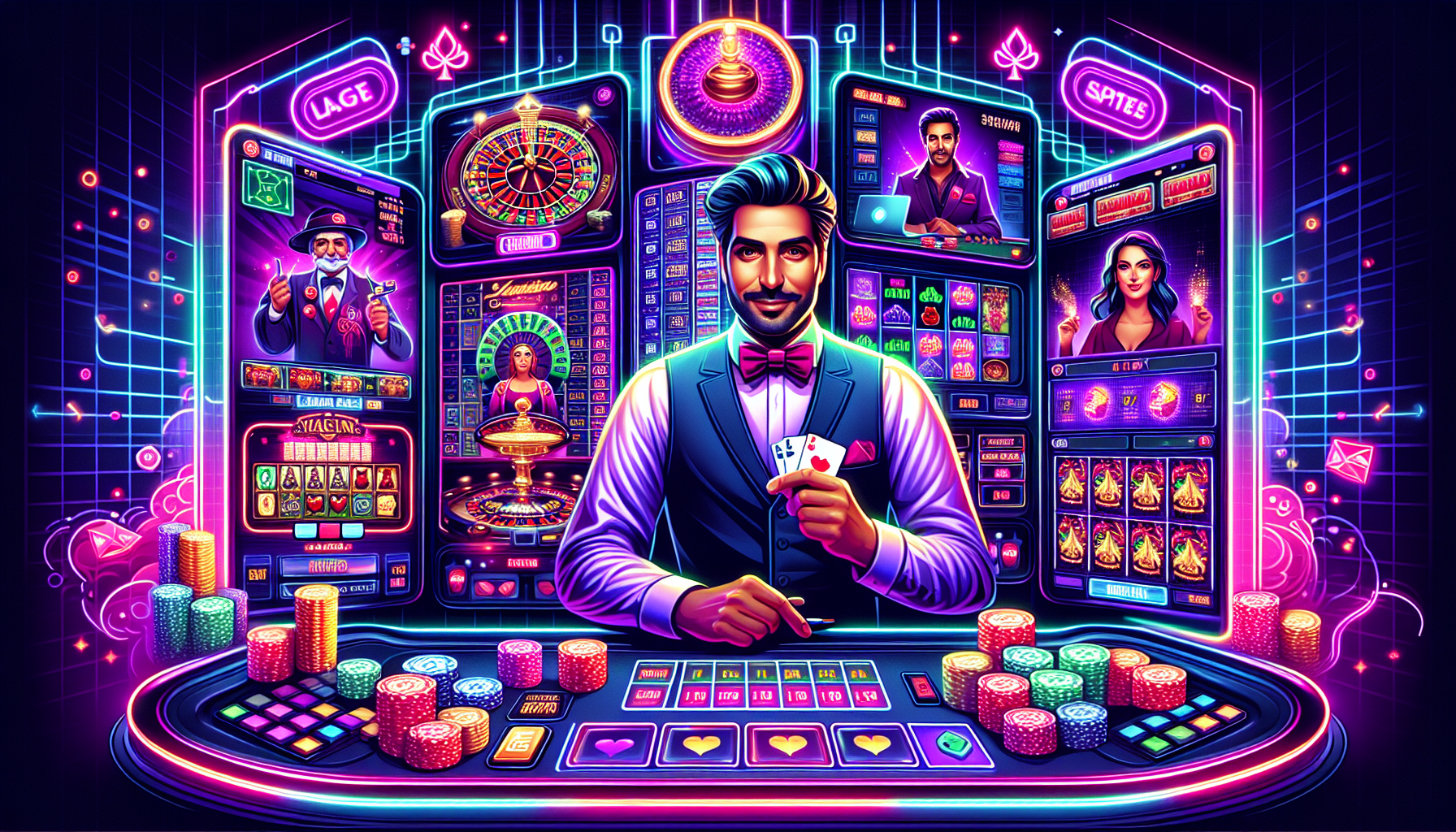 Prompt for DALL-E: 

Create a vibrant and exciting image of the MGM Online Casino