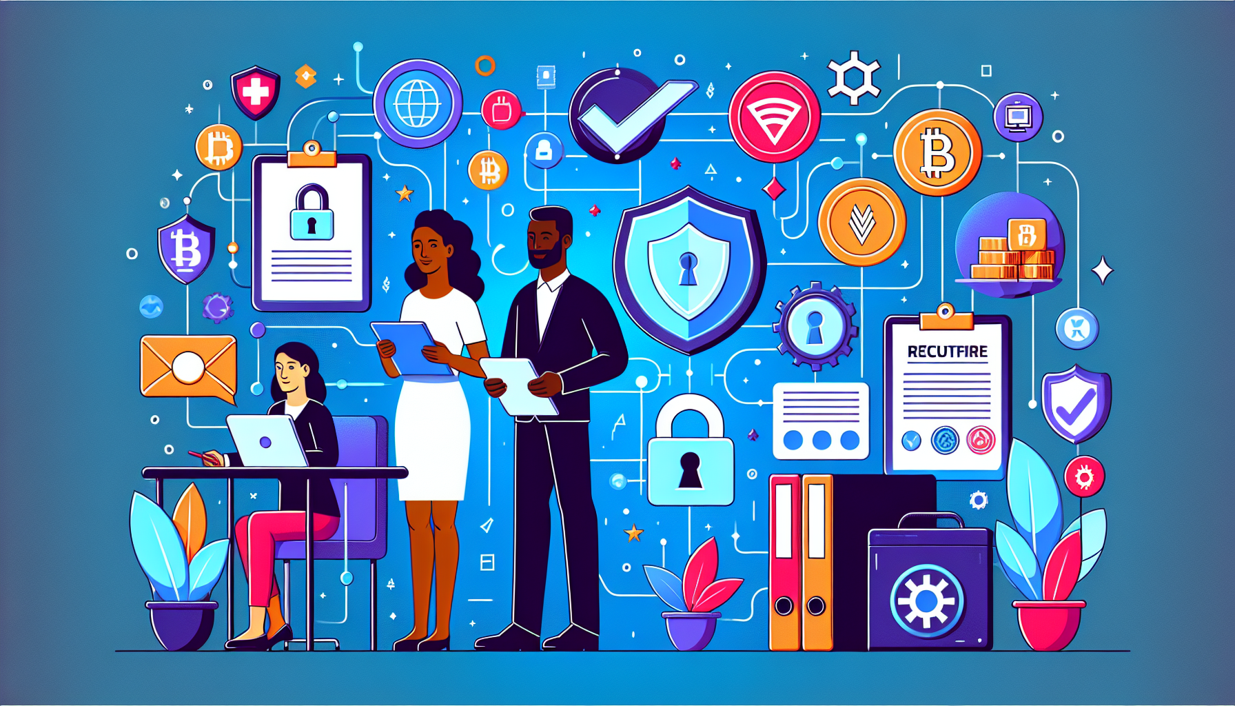 Prompt for DALL-E: 

Create an illustration that visualizes the security and regulation aspects of Centralized Crypto Exchanges (CEX Crypto). The image should show various security measures such as multi-factor authentication, encryption, firewalls, and secure vaults. Additionally, include elements representing regulatory aspects such as legal documents, compliance checkmarks, and government symbols. Users should be portrayed utilizing these secure and regulated platforms with confidence.